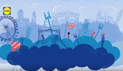Графично представена Великобритания с извесни монументи от Лондон